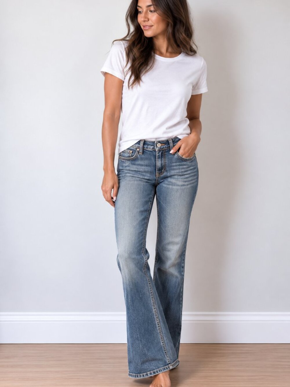 People's Liberation Bella Flare Jeans Blue Denim Made in Los Angeles 31